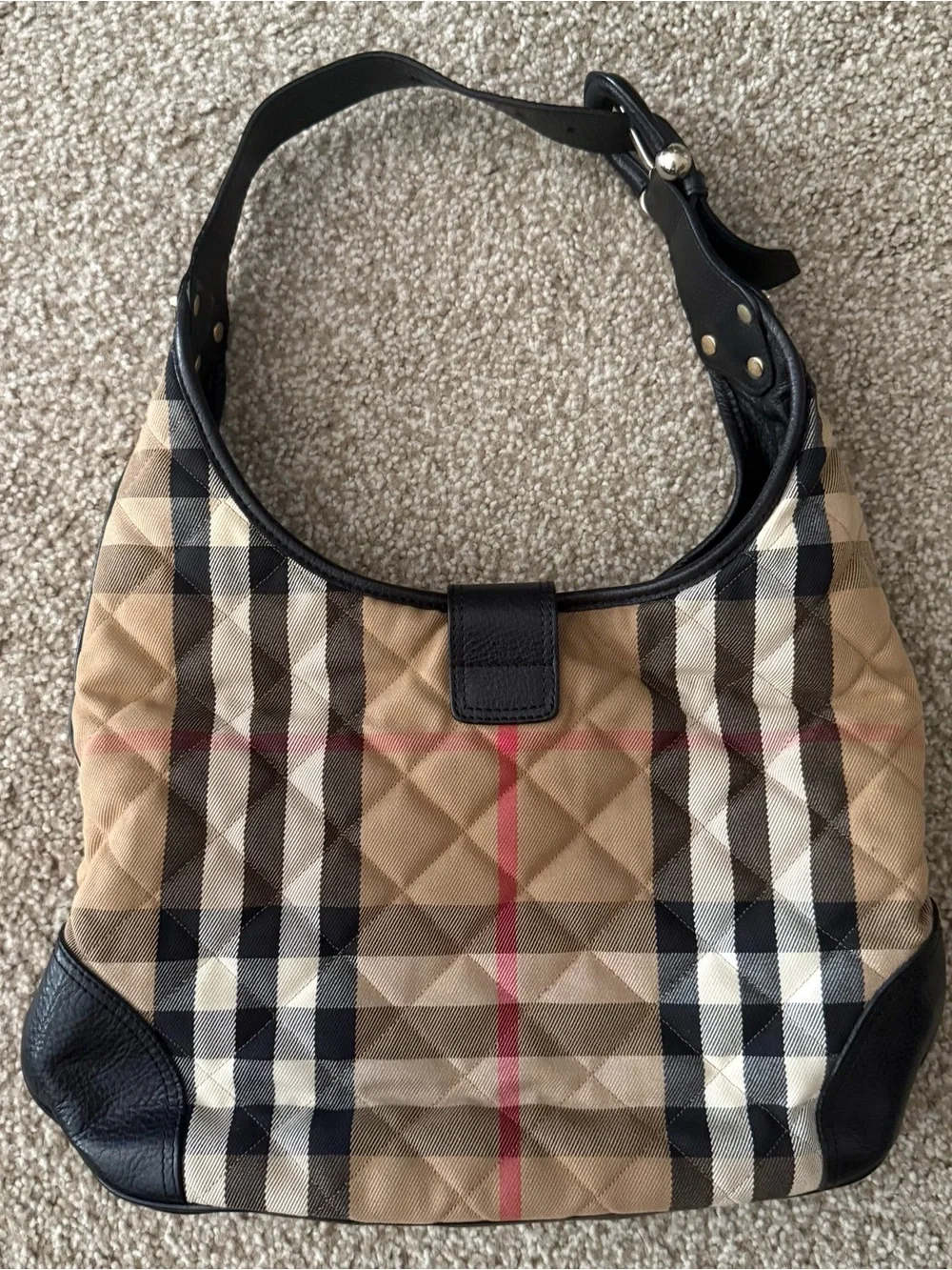 Vintage Burberry Haymarket Check Hobo Shoulder Bag